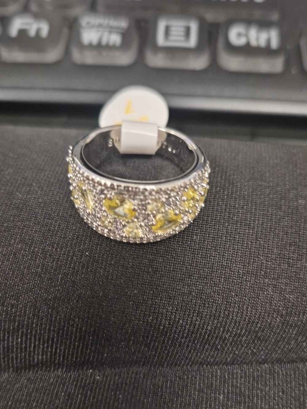 Rare Unicorn Ring Yellow Topaz CZ Rhodium Plated Size 7 BOMB PARTY